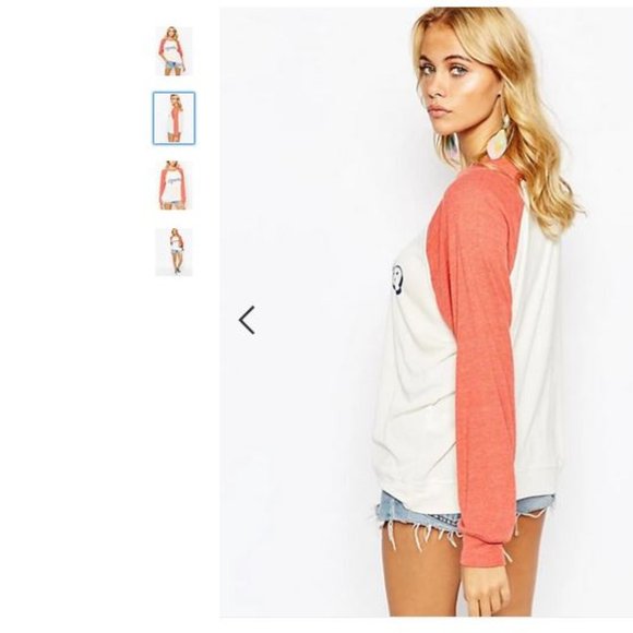NEW! Wildfox 'AMERICA' Raglan Sweatshirt in WHITE/RED (M) - Picture 3 of 15